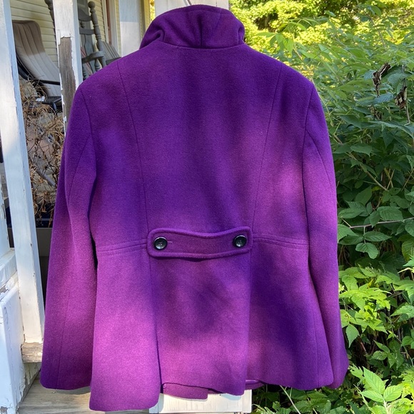 Old Navy Purple Ruffled Collar Wool Blend Peacoat Women's Size L - Picture 4 of 10